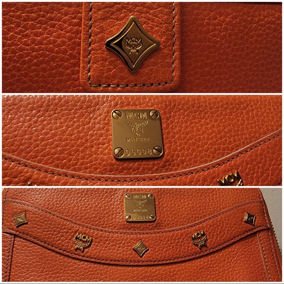 Mcm Orange Caviar Leather wallet - Picture 4 of 6
